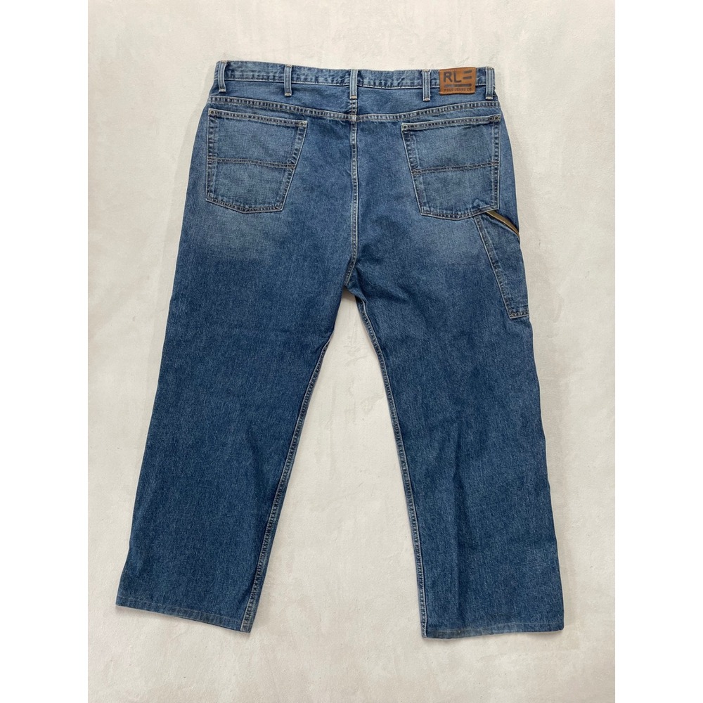 Polo Jeans Co Ralph Lauren Mens Carpenter Jeans Blue Workwear 42x32 (Altered 28)